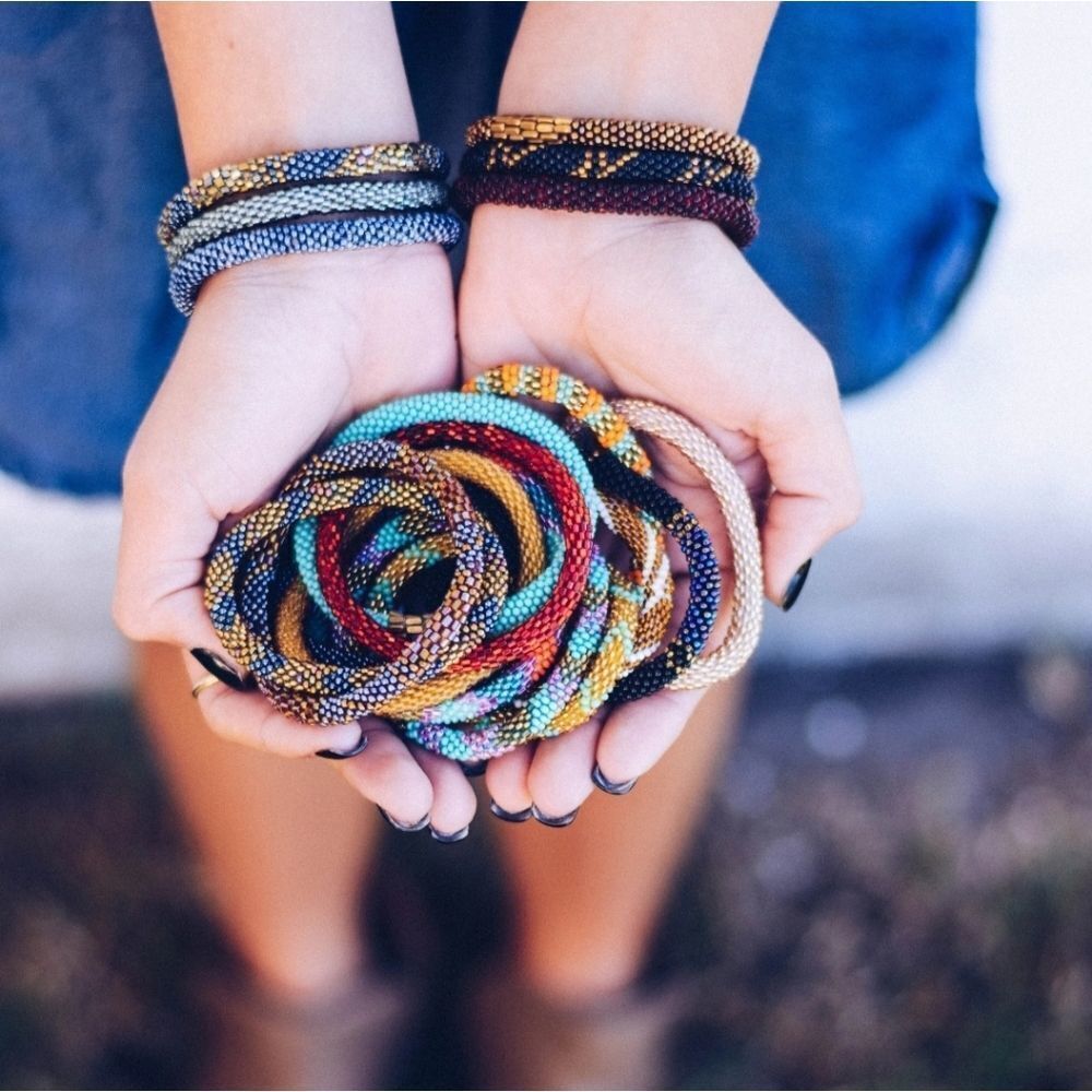 Set of 2 Sashka Bracelets - Blue & Silver